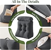 Vista 5 de Sasttie Wedge Pillow Set, 2PCS Reading Pillow for Sitting, Bed Wedge Pillow Headborad for Sleeping, After Surgery, Acid Reflux, Leg and Back