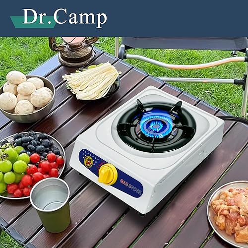 Miniatura 2 de 10000 BTU de encendido automático de un solo quemador para jardín, patio, campamento, senderismo, estufa de propano con regulador CSA y manguera de