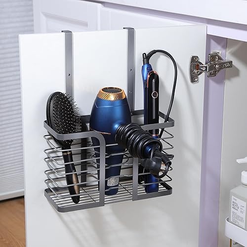 YIGII Soporte para secador de pelo, organizador de herramientas de pelo 3 en 1, soporte para secadora de pelo de altura ajustable, organizador de