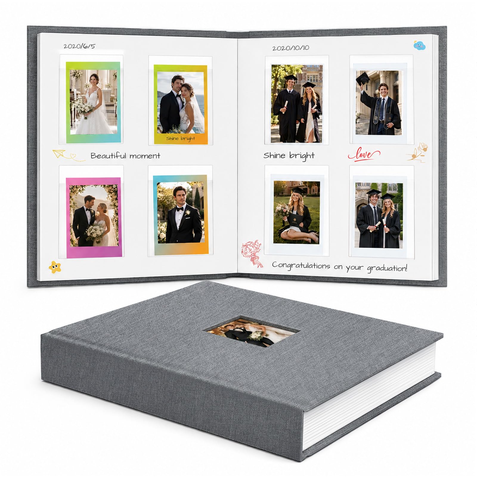 Ruibytree 128 Pockets Hardcover Photo Album for Instax Mini Photos (Grey) โ image 1