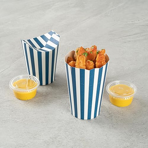 Restaurantware Bio Tek - Tazas de papas fritas de 16 onzas, 100 soportes desechables para papas fritas – con tapa plegable, cierre de pestaña, tazas