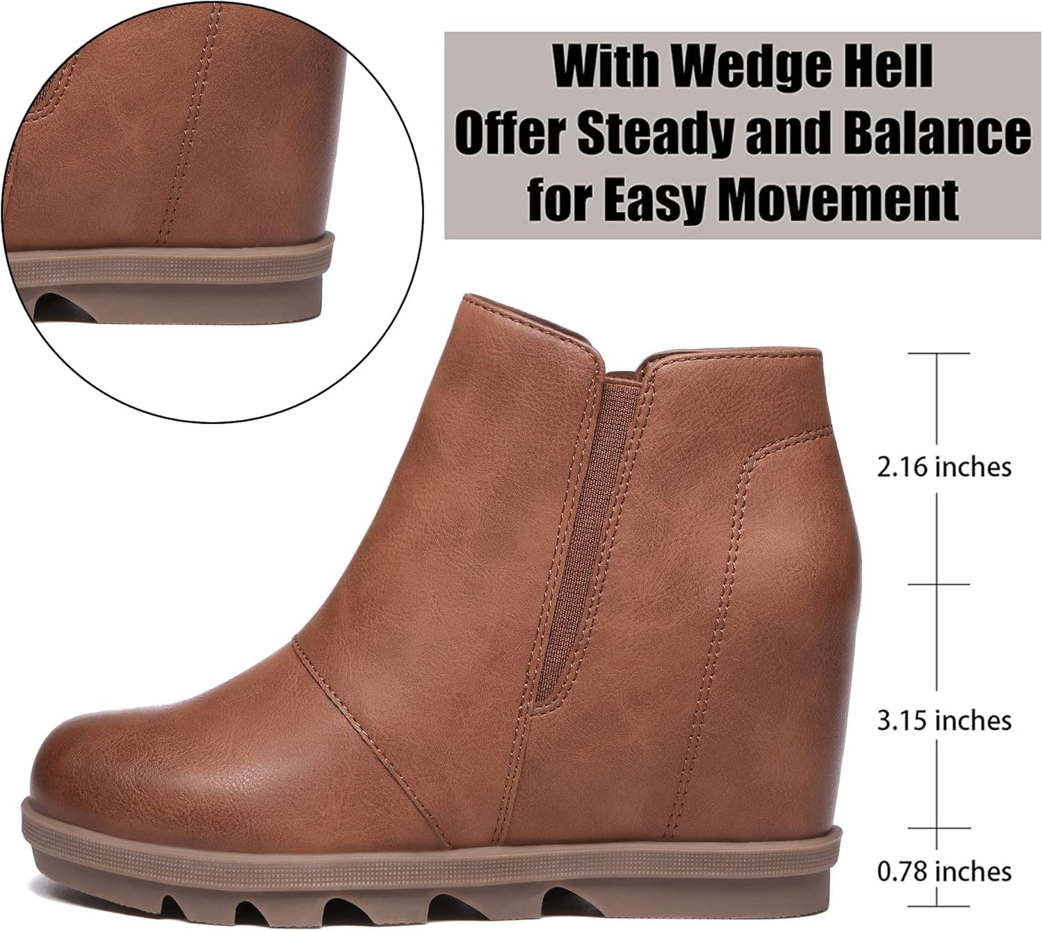 Athlefit Wedge Booties for Women with Heel Hidden Wedge Boots Comfortable Ankle Boots - Image 2