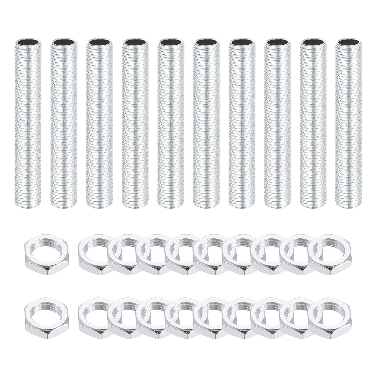 sourcing map Lamp Pipe Nipples Kit with Lock Nuts M10x1 10Pcs 60mm โ image 1
