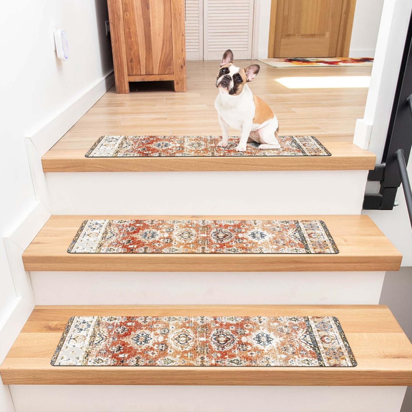 20 x 75 cm TPR-Treppenstufen für den Innenbereich – Treppenläufer mit Gummirückseite für Holzstufen, Teppich für Treppen, maschinenwaschbare Treppenabdeckungen, Sicherheitsteppich, widerstan