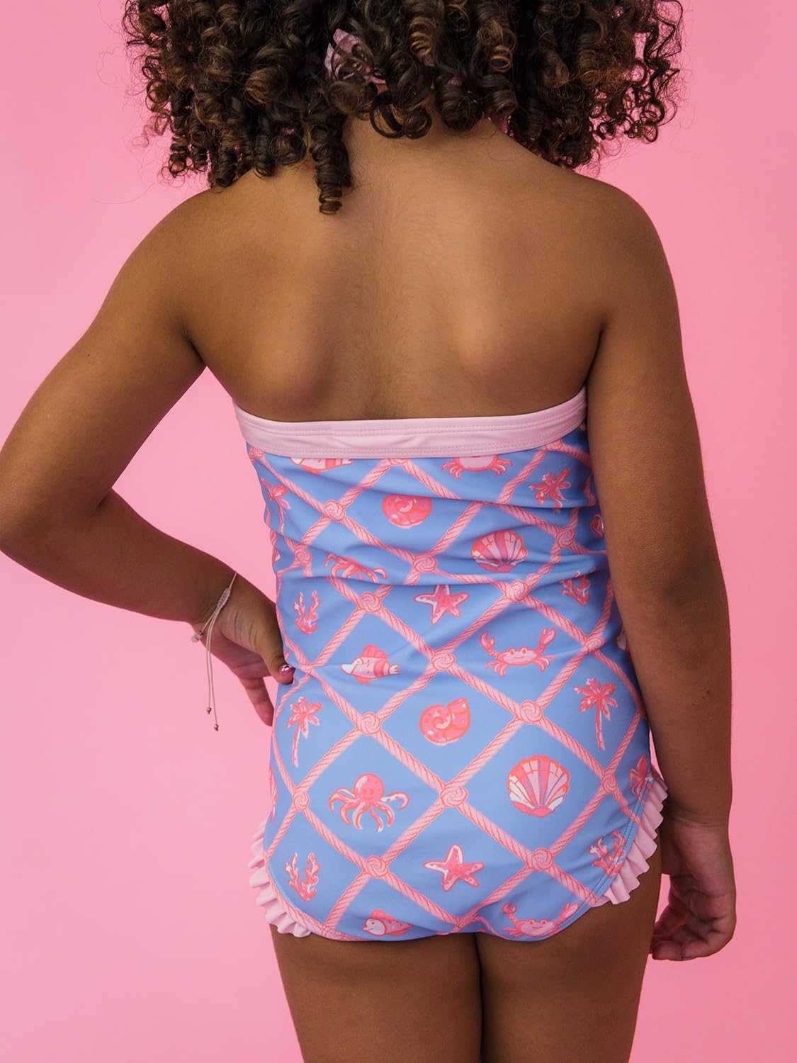 RuffleButts Girls UPF50+ Sun Protected Halter One Piece Swimsuit