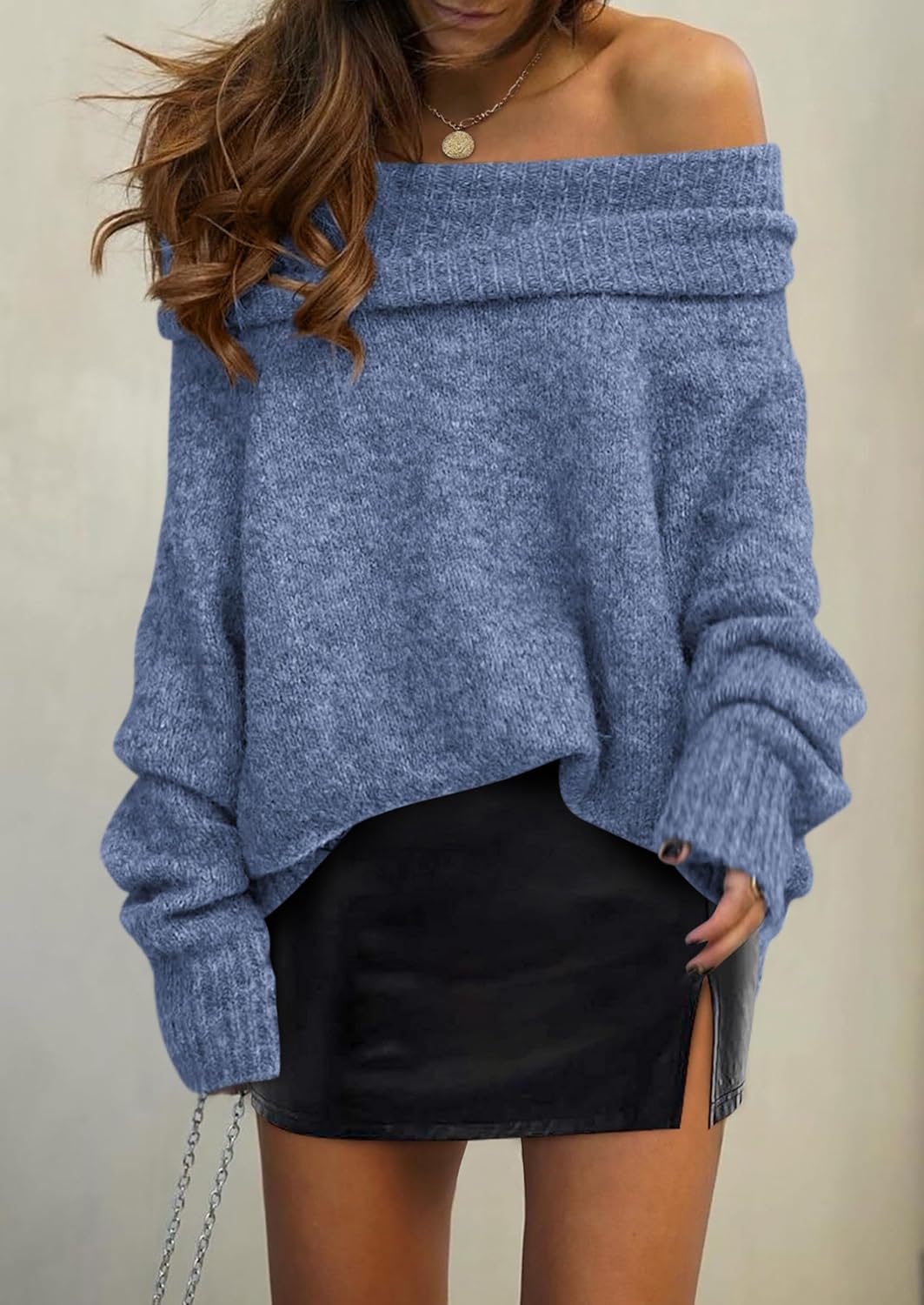 PRETTYGARDEN Women's Off The Shoulder Sweater Long Sleeve Tops 2026 Fall Loose Knit Pullover Sweaters Winter Clothes - Image 2