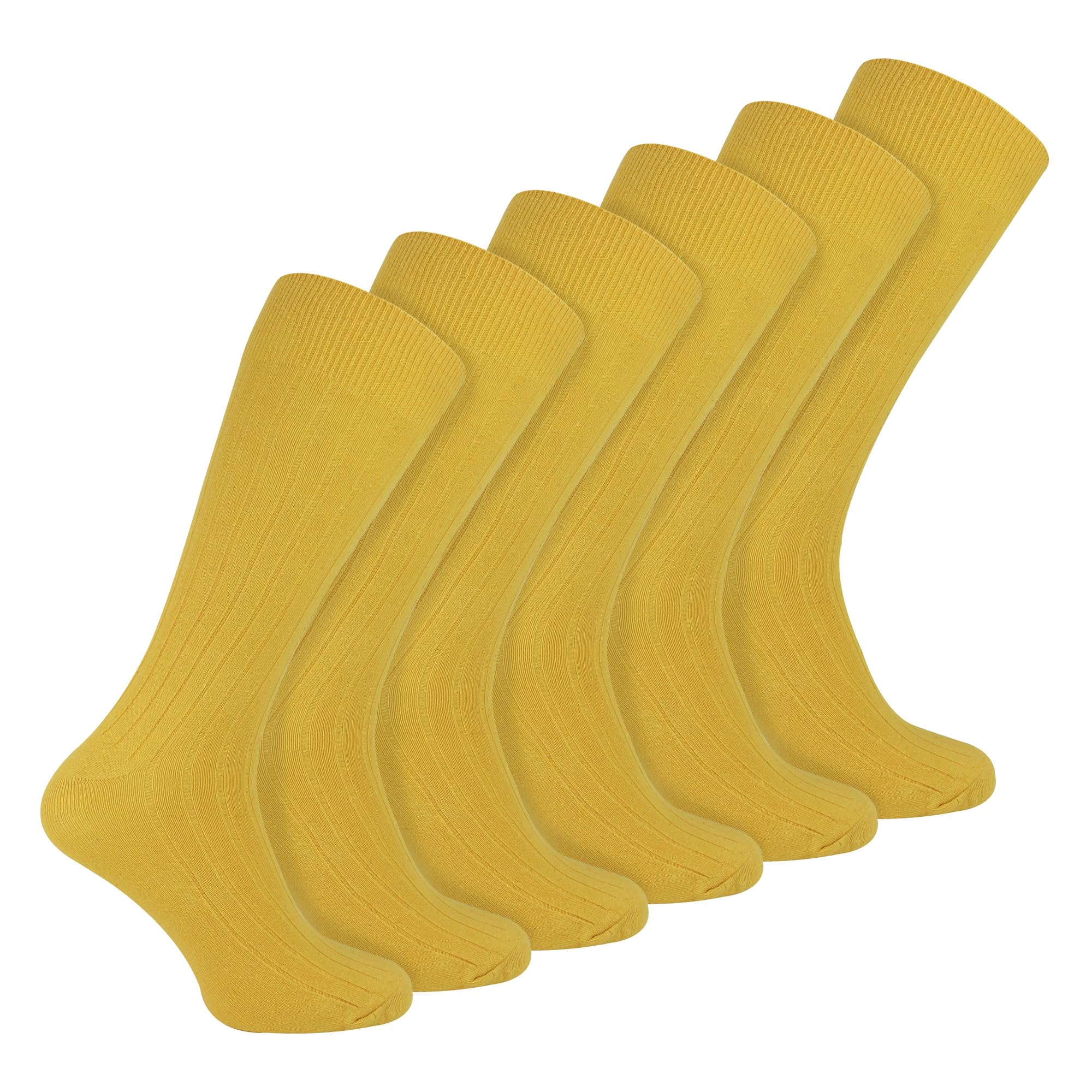 Sock Snob Men's Yellow 6 Pairs Multipack Ribbed Dress Socks | | Breathable Crew Cotton Socks (6-11, ) Size 6-11