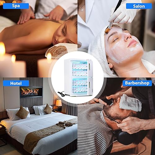 Miniatura 8 de Gabinete doble calentador de toallas esterilizador con luz UV, para masajes, manicura o Salon spa facial 1555.45 oz