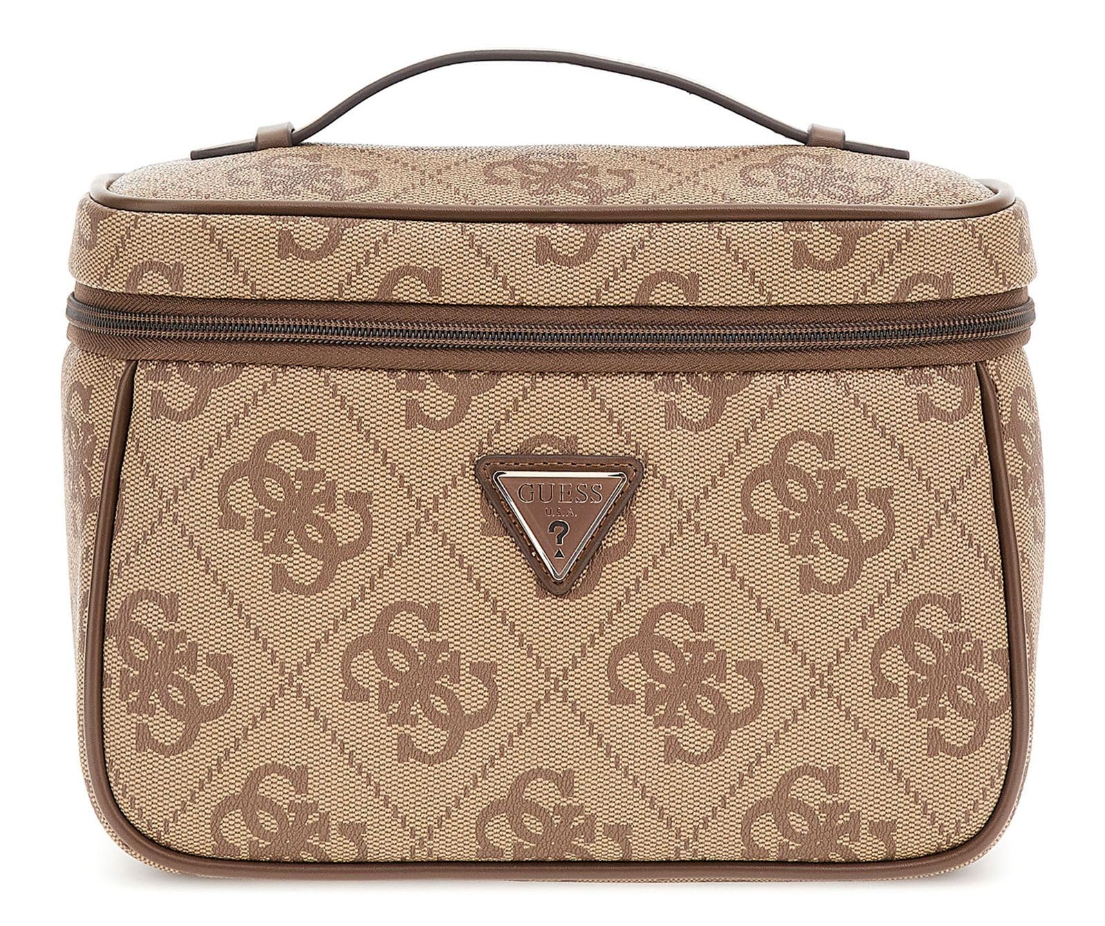 GUESS Toiletry Train Case Latte Logo/Brown
