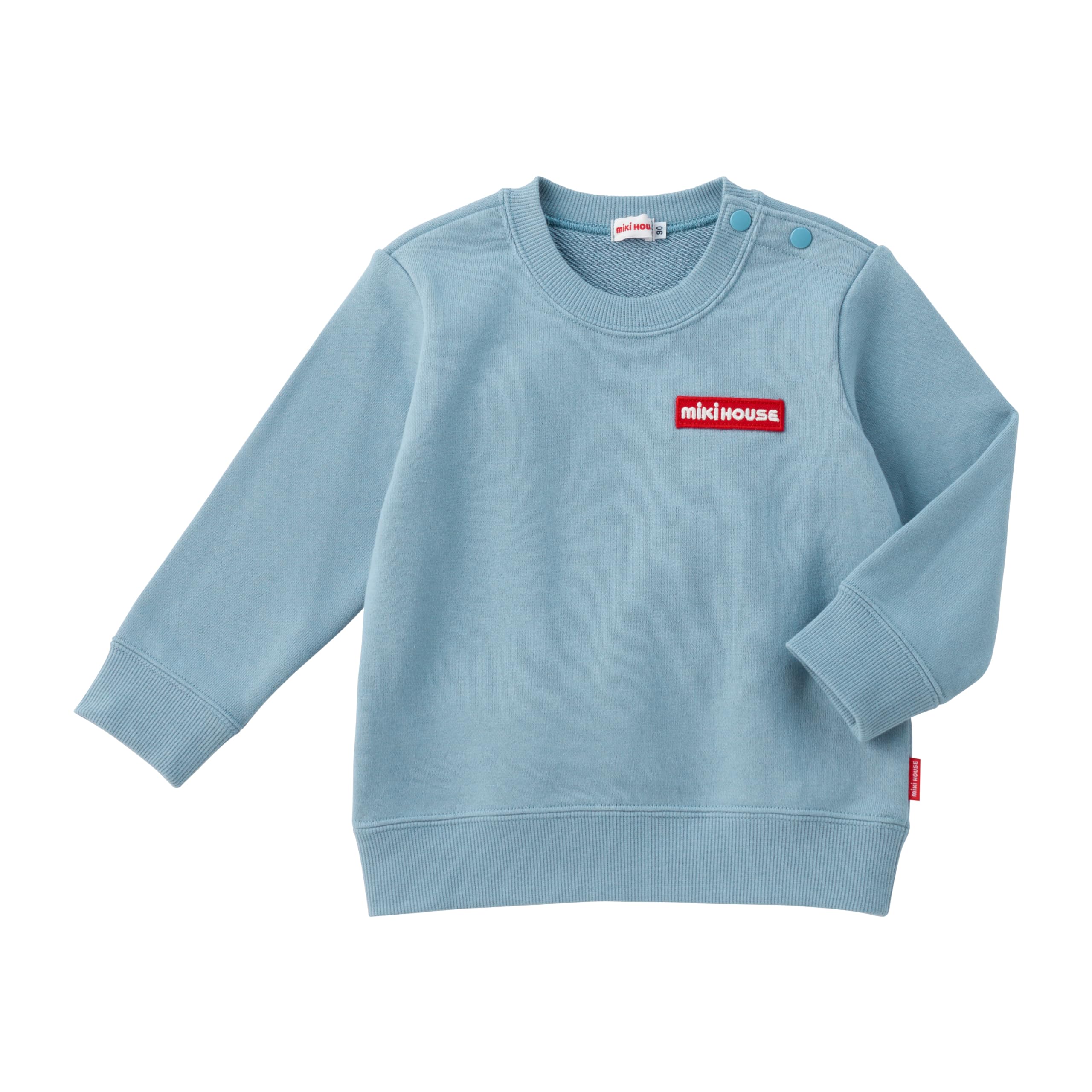 [ミキハウス] WEB限定 ワッペンロゴトレーナー スウェット 長袖 ロゴ 無地 男の子 女の子 ベビー キッズ 子供服 通園 通学 10-5619-682