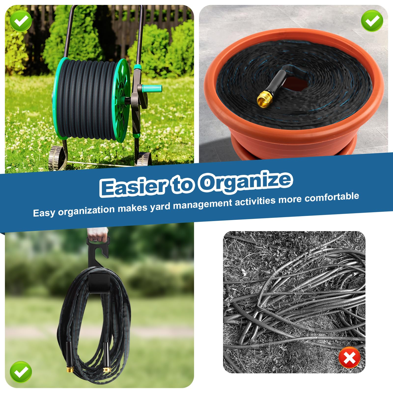 CXEZSIK Garden Hose 50ft Lightweight, Non-Expanding, Leak-Proof Metal Connector, No-Knot No-Tangle, Easy to Store and Carry, Wear-Resistant, 3/4GHT Flexible Water Hose, Hose for Yard, Garden, Outdoor — view 8