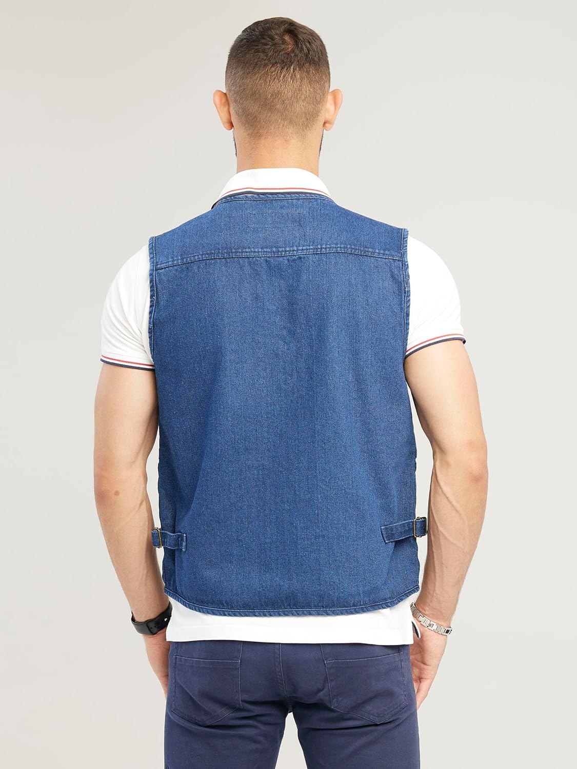 Men's Utility Work Hunting Travel Fishing Multi-Pockets Outdoor Denim Jean Vests - Image 6