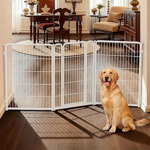 Miniatura 56 de FXW Puerta para perros extra ancha diseñada para uso en interiores, ancho ajustable de hasta 165 pulgadas de ancho (40 pulgadas de alto, 6 paneles