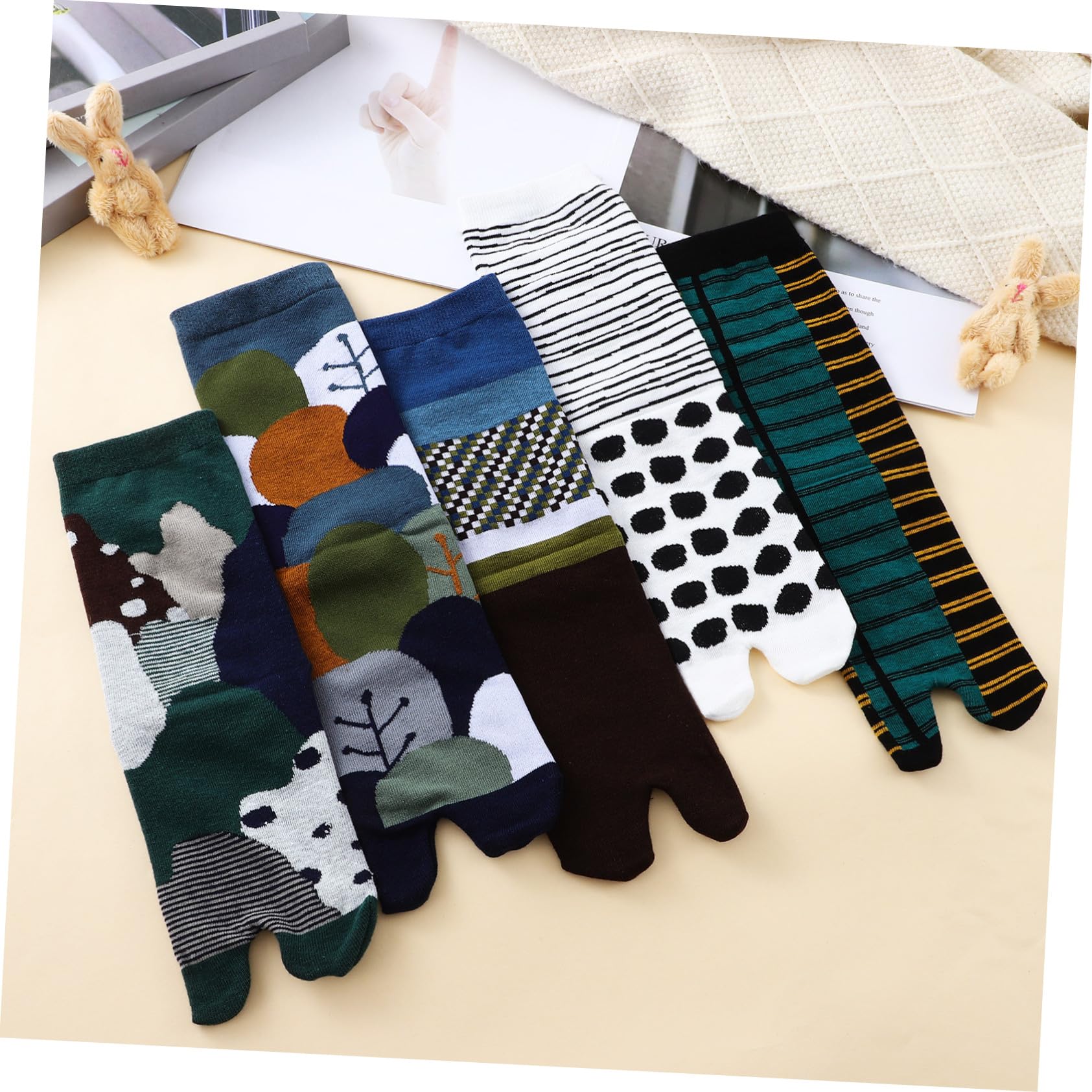 Abaodam 10 Paar Tabi Zehensocken aus Baumwolle für Herren und Damen | Geta Schuhe und Japanische Tabi Schuhe, Atmungsaktiv und Bequem, Leicht und Auszuziehen
