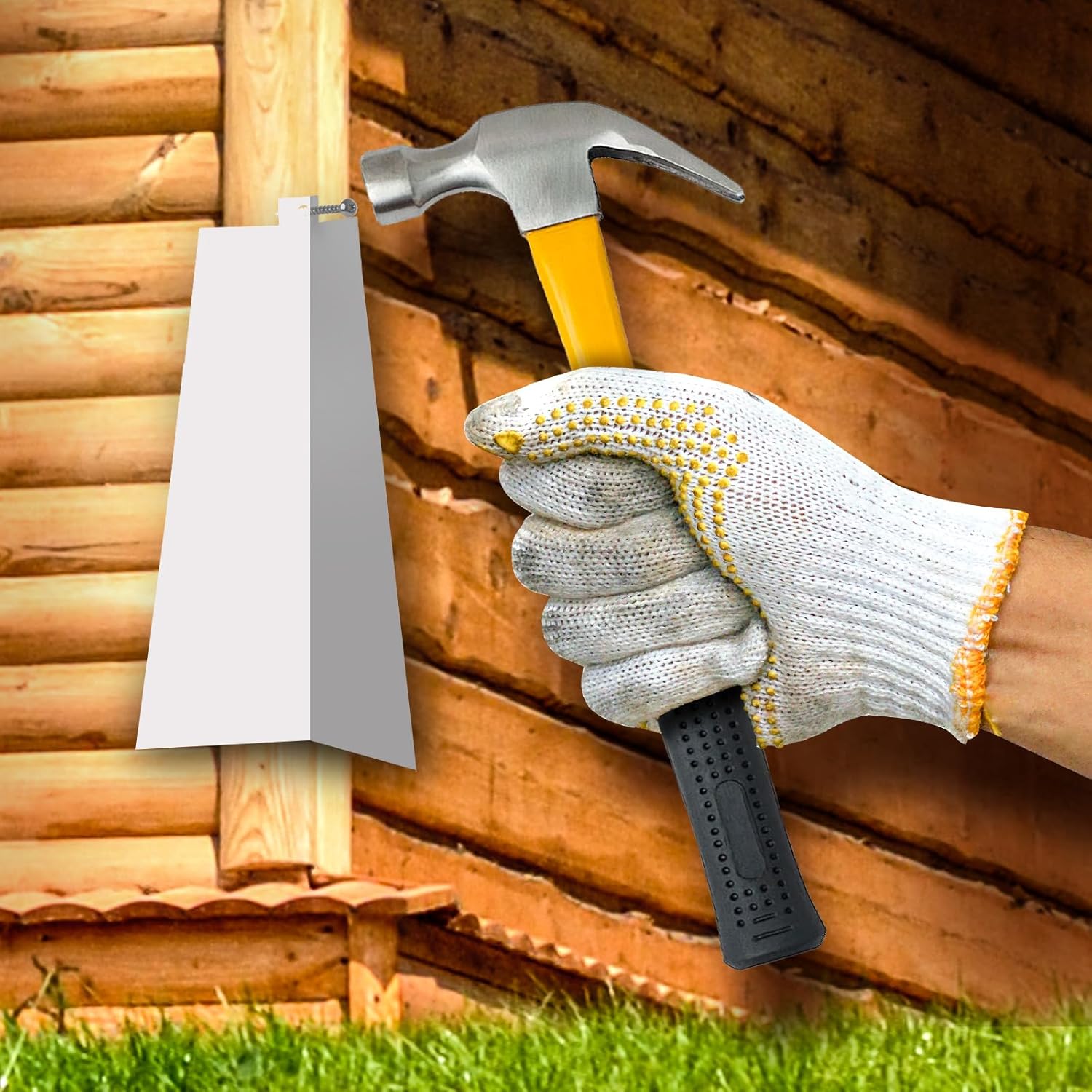 16 Pcs Aluminum Siding Corners 8 Inch Outside White Corner Caps Smooth Siding Trim, Metal Nails Included for Mobile Home House Exterior