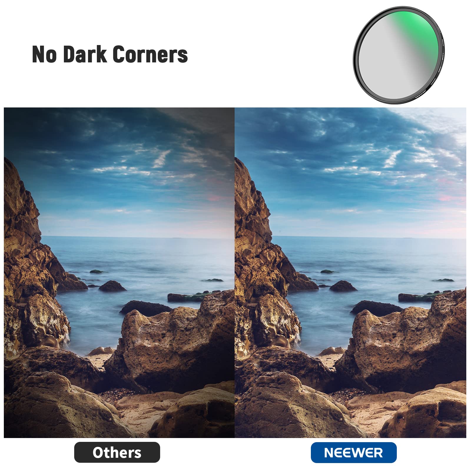 NEEWER 67mm Filtro Soft GND8 HD, 3 Stop (0,9) Soft Filtro Graduato a Densità Neutra con 30 Strati Nano Rivestimento, Resistente a Acqua Graffi, Anti-riflettente per Proporzione di Luce Equilibrata