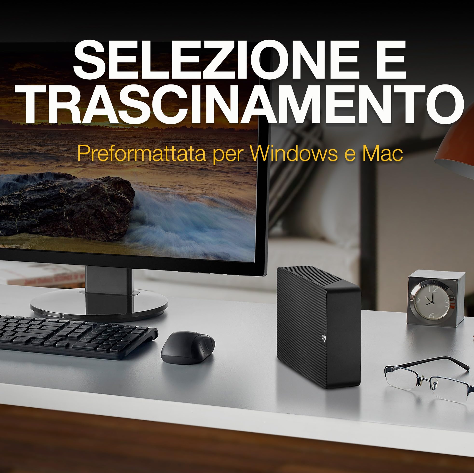 Seagate Expansion Desktop 22TB, Hard disk esterno, 3.5", PC & PC Portatili, USB 3.0, Data Rescue Service (STKP22000400)