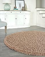 Vista 3 de Unique Loom - Alfombra de área de la colección Solid Shag (5 pies 1 pulgada, redonda, marrón arenoso)
