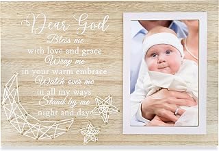 Baptism Gifts for Girls - Baptismal Gifts, Christening Gifts for Baby Girls, Boys - Baby Dedication Gifts from Godmother, Godfather, Godparent - Wood Picture Frame, 4"x 6" Photo, Wall & Tabletop