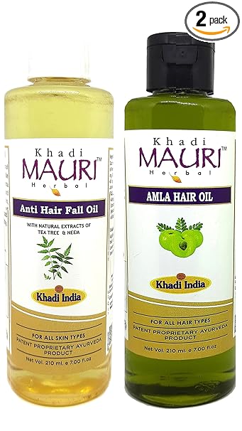 Khadi Mauri Amla & Anti Hair Fall Hair Oil - Pack Of 2 (420 ml)