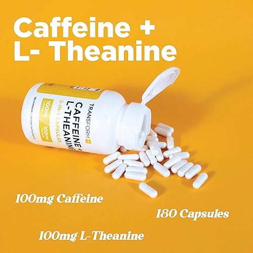 Miniatura 6 de TransformHQ Cafeína y L-teanina (100 mg cada una) 180 cápsulas - Sin gluten, sin OMG