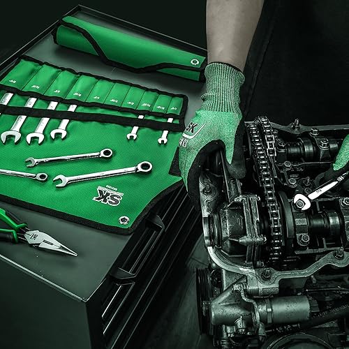 Miniatura 8 de SK Juego de llaves de trinquete, juego de llaves combinadas, 20 piezas, SAE 14 pulgadas a 34 pulgadas, métricas de 6 a 0.709 in, 72 dientes,