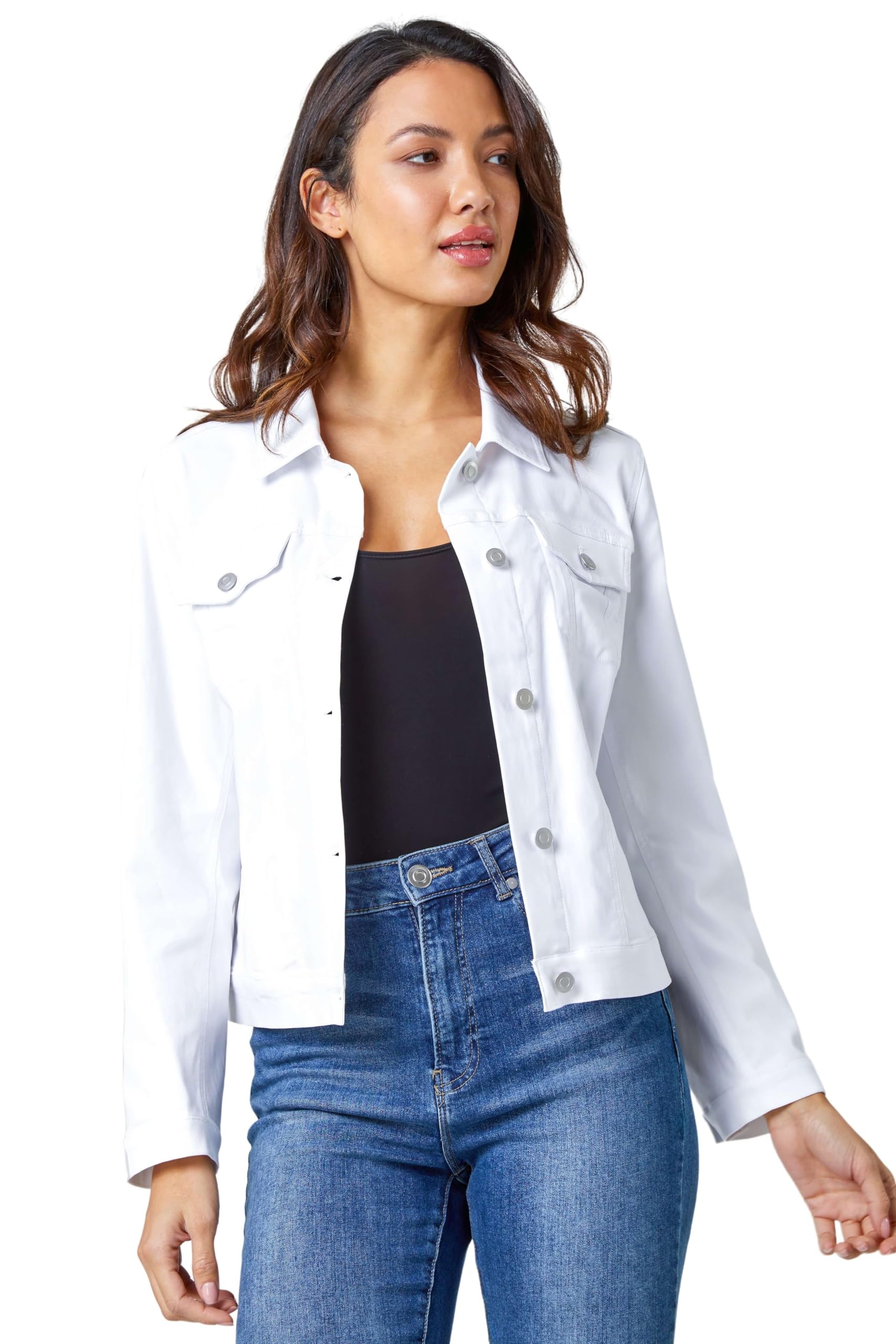 Roman Stretch Pocket Detail Jacket, White, Size 20, Women