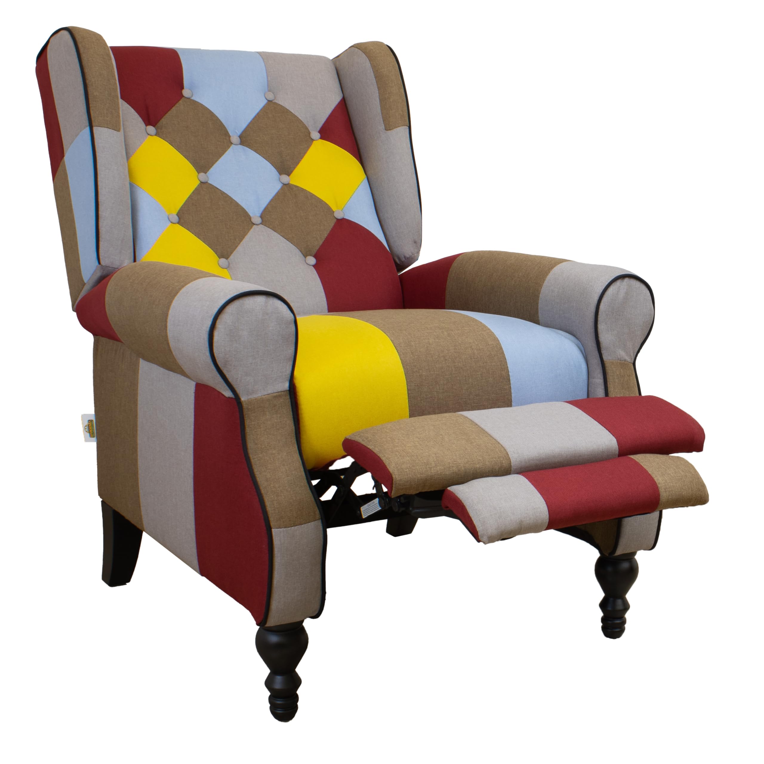 Poltrona Relax Reclinabile Patchwork Bergère Design Moderno