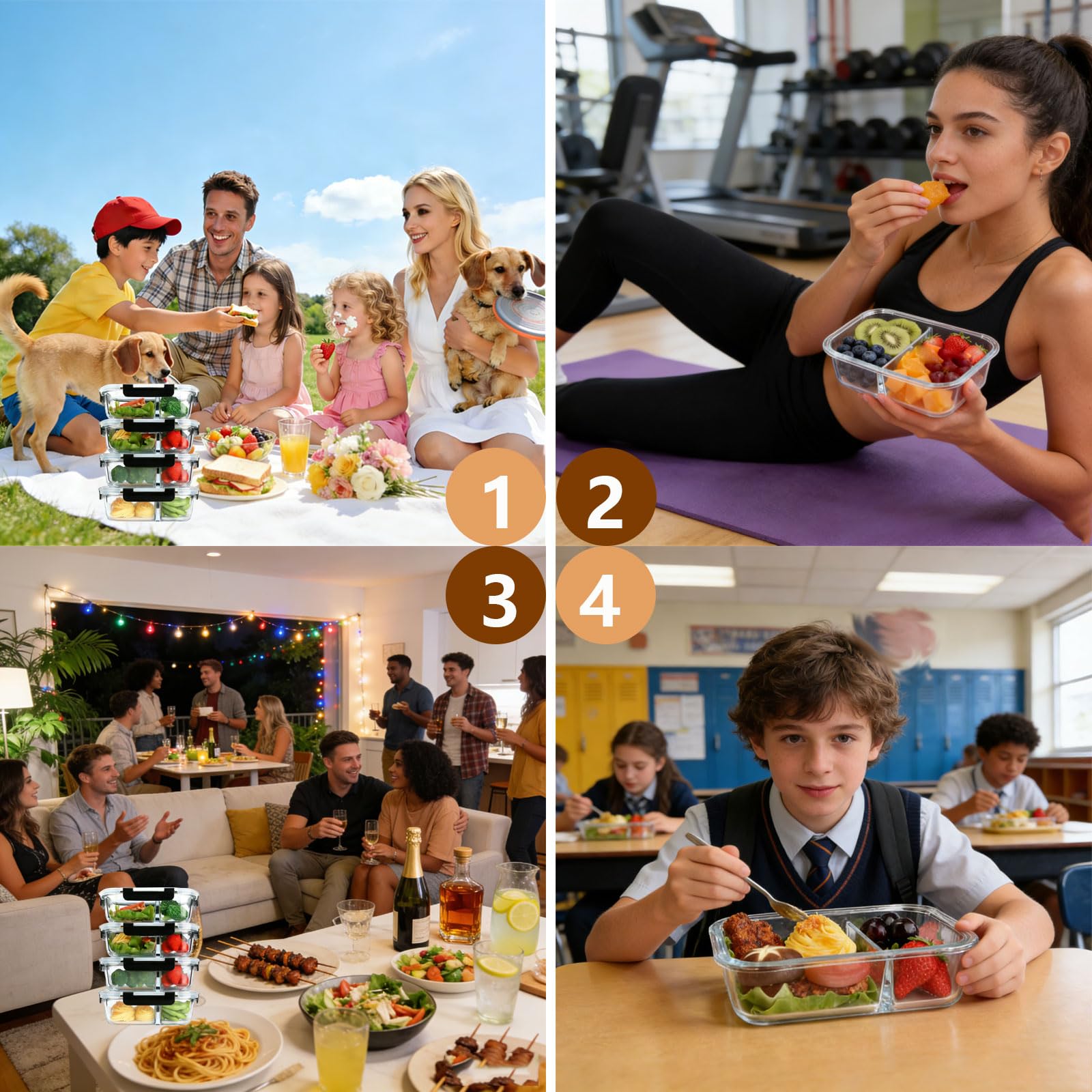 Generisch Lebensmittelsicherer Glasbehälter luftdicht und stapelbar, BPA-frei, ideal für Meal Prep und Gefrierlagerung