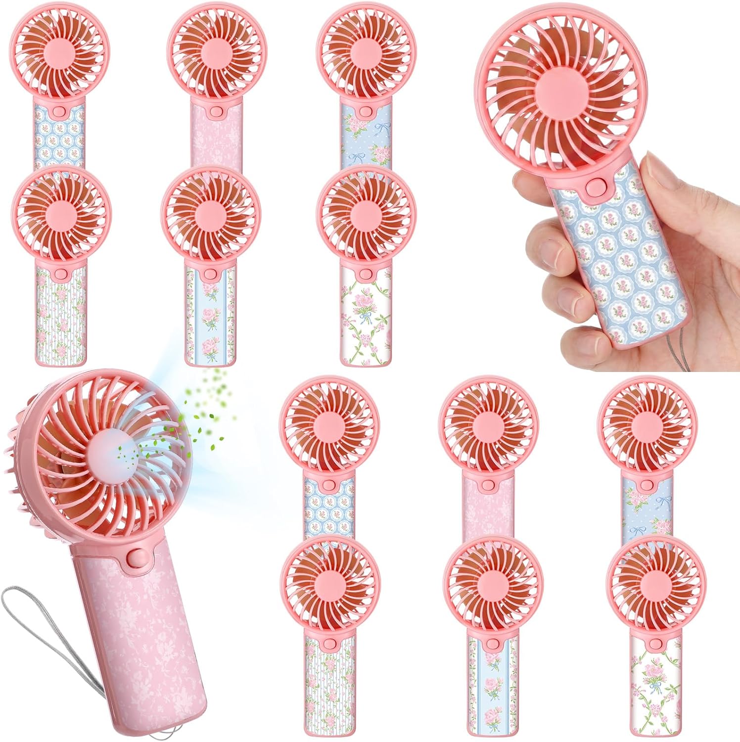 Gerrii 24 Pcs Tea Party Favors Mini Handheld Fans for Guests, Battery Operated Portable Fan Bulk, Floral Wedding Favors for Guests Bridal Shower Garden Party Bridesmaid Gifts