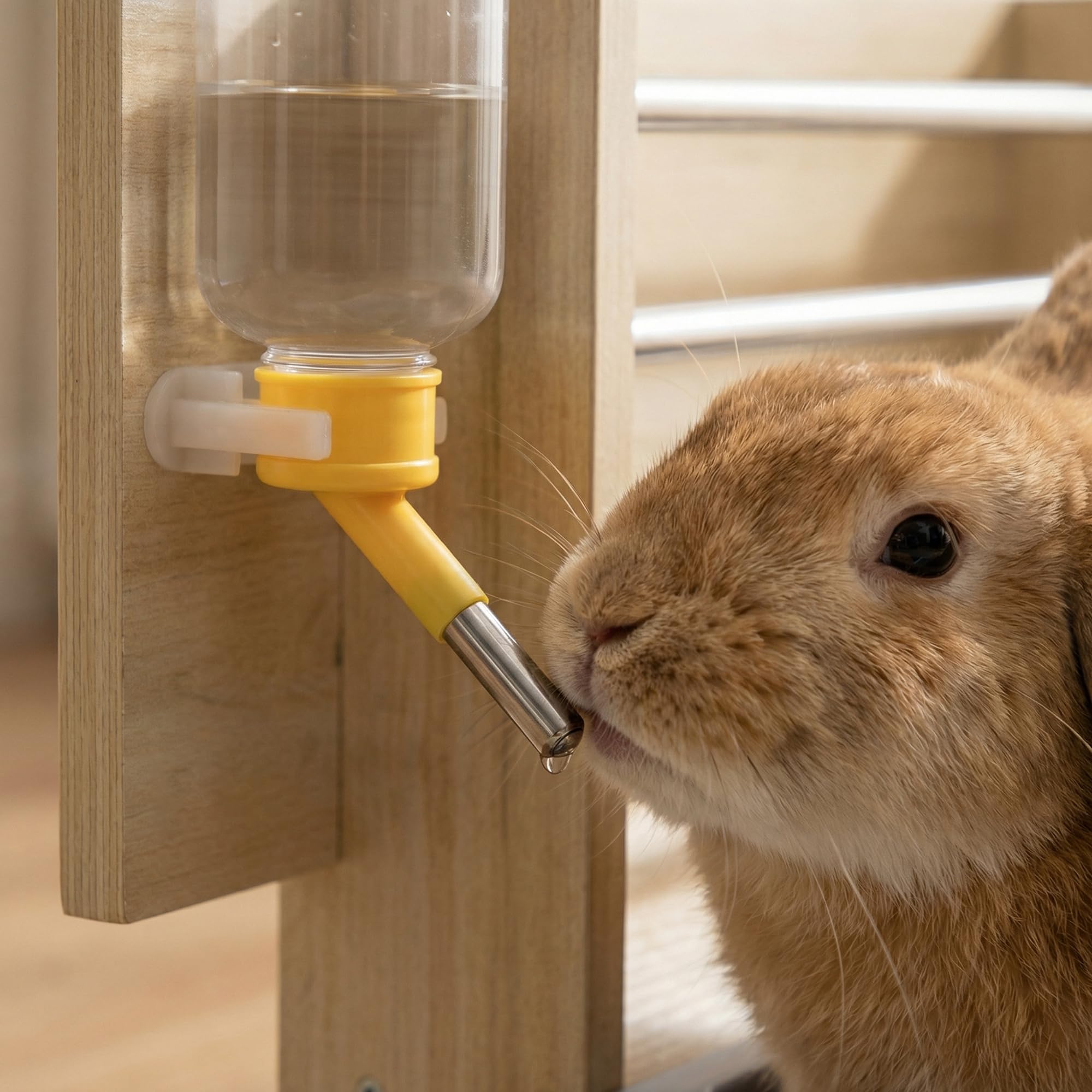 PawHut Comedero de Heno para Conejos con Bandeja, Alimentador de Heno de Madera con Cuenco de Acero Inoxidable y Botella de Agua, para Cobayas, Chinchillas, Gran Capacidad y Prevención de Residuos — view 8