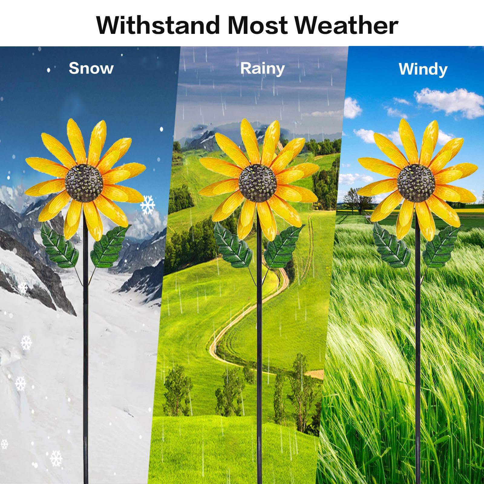 Sonnenblumen Windmühle, Garten Sonnenblume Wind Spinner Windräder Aus Metall Edelstahl, Rasen Und Outdoor