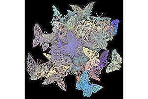 45Pcs Holographic Glitter Butterfly Stickers for Aesthetic Embellishments