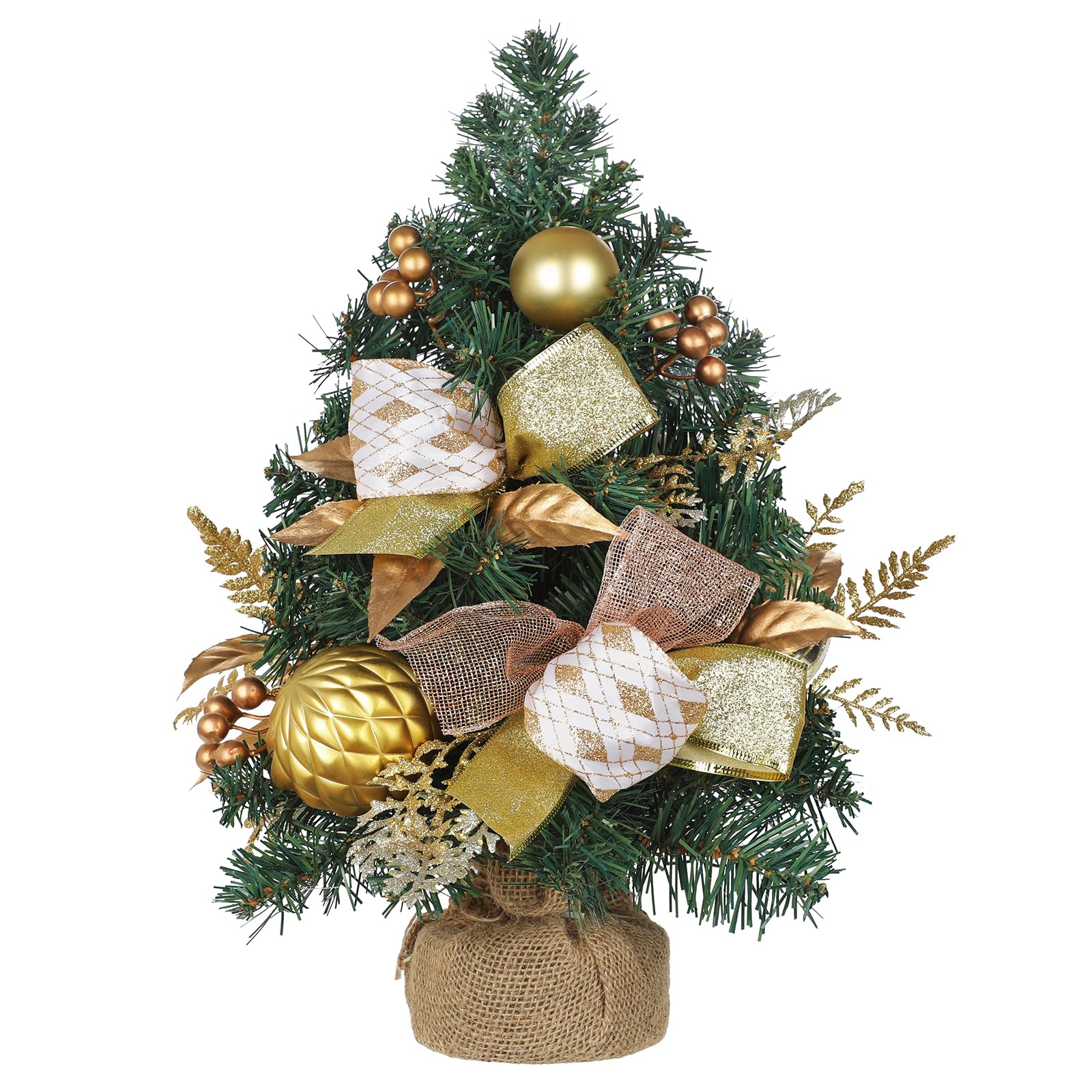 Sapins de Noël artificiels de table ornés de nœuds et boules de 48 cm