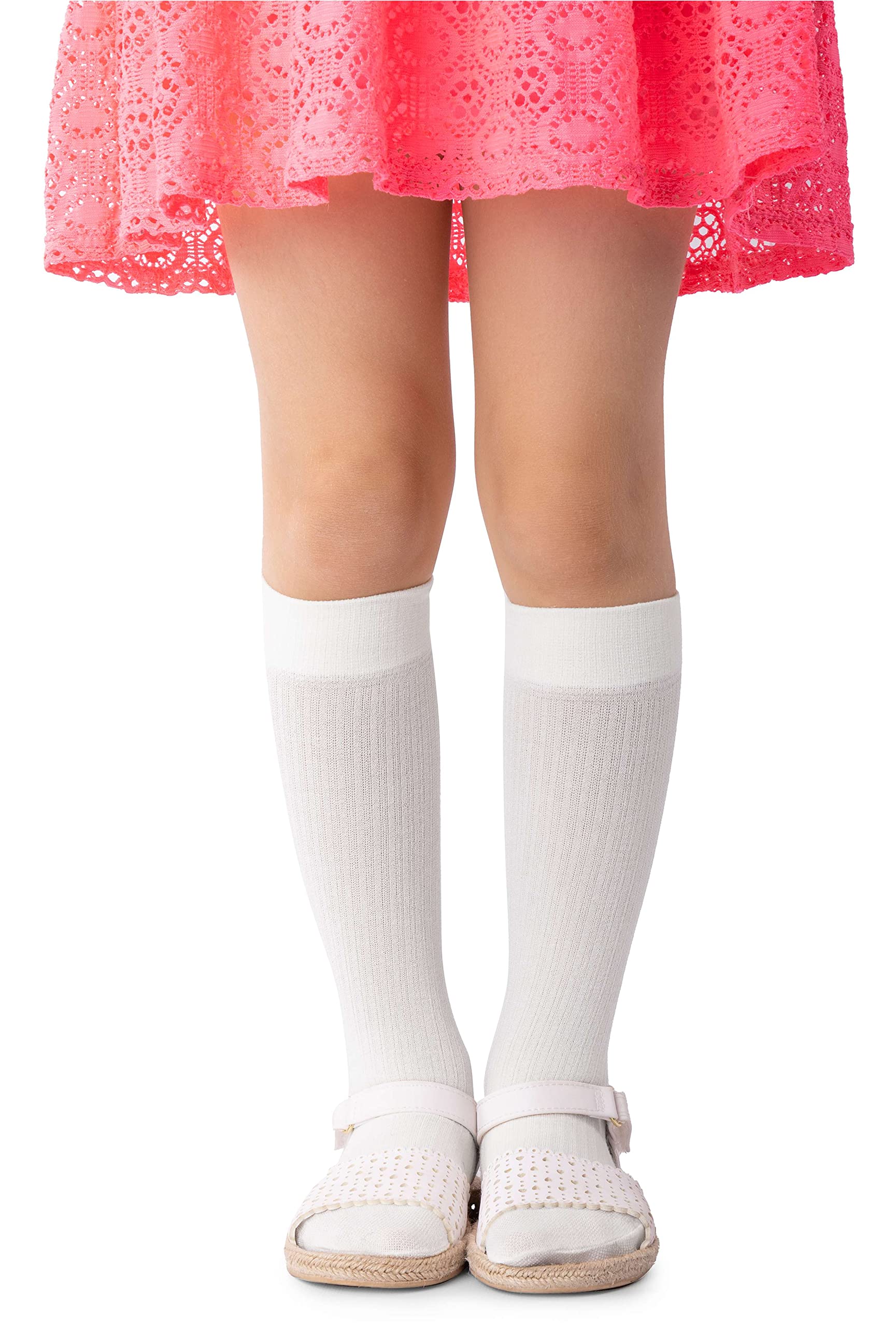 NOQ Niños Niñas rayas hasta la rodilla 100 DEN cómodo suave cálido calcetines flexibles niños pequeños Casual lindo uniforme escolar vestido sobre la pantorrilla un par Molly