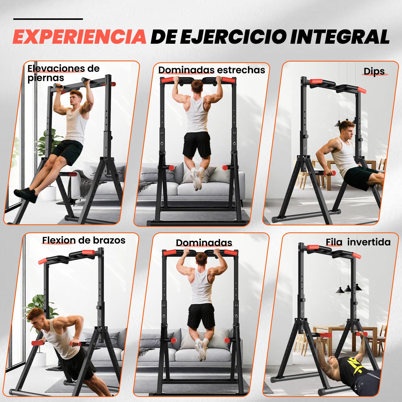 DOBESTS Estación de Dominadas Plegable Power Tower Dip Station,Estación de Fondos,Altura Ajustable, Multifuncional Maquina Dominadas Gimnasio en Casa for Pull Up& Dip Training，300KG