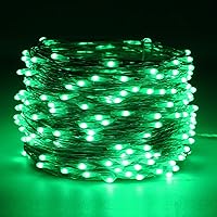 Vista 39 de RUICHEN Guirnalda de luces LED con cable plateado de 99 pies, 300 luces LED con carrete, color naranja