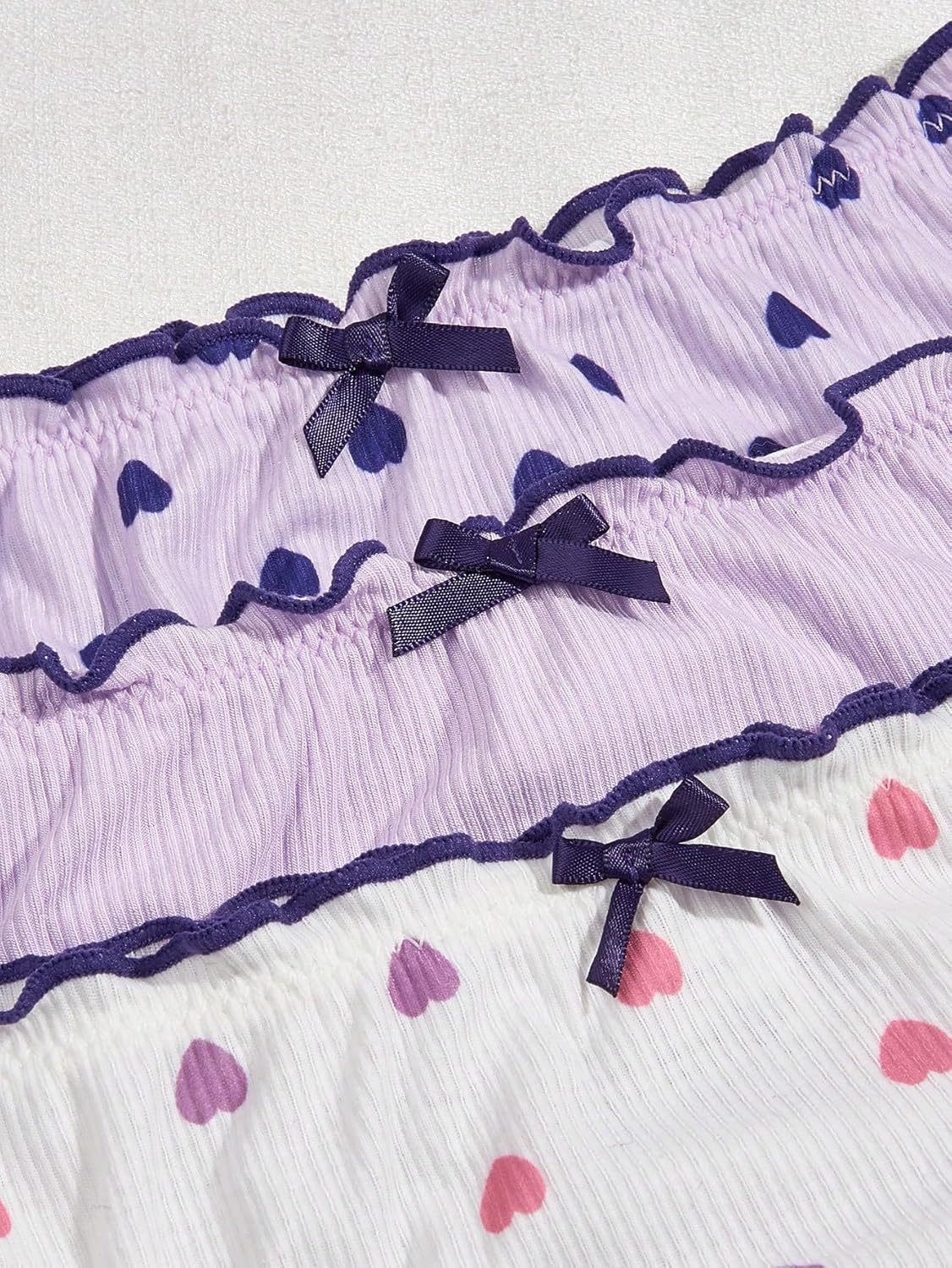 SHENHE Women's 3 Packs Frilly Panties Vintage Style Heart Print Mid Rise Ruffle Cute Panties Underwear - Image 3