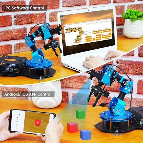 Miniatura 4 de LewanSoul Brazo robótico con Raspberry Pi CM4 4G Kit de robot ROS programación de código abierto FPV AI Vision 6DOFAxis Robot ArmPi, kit avanzado de