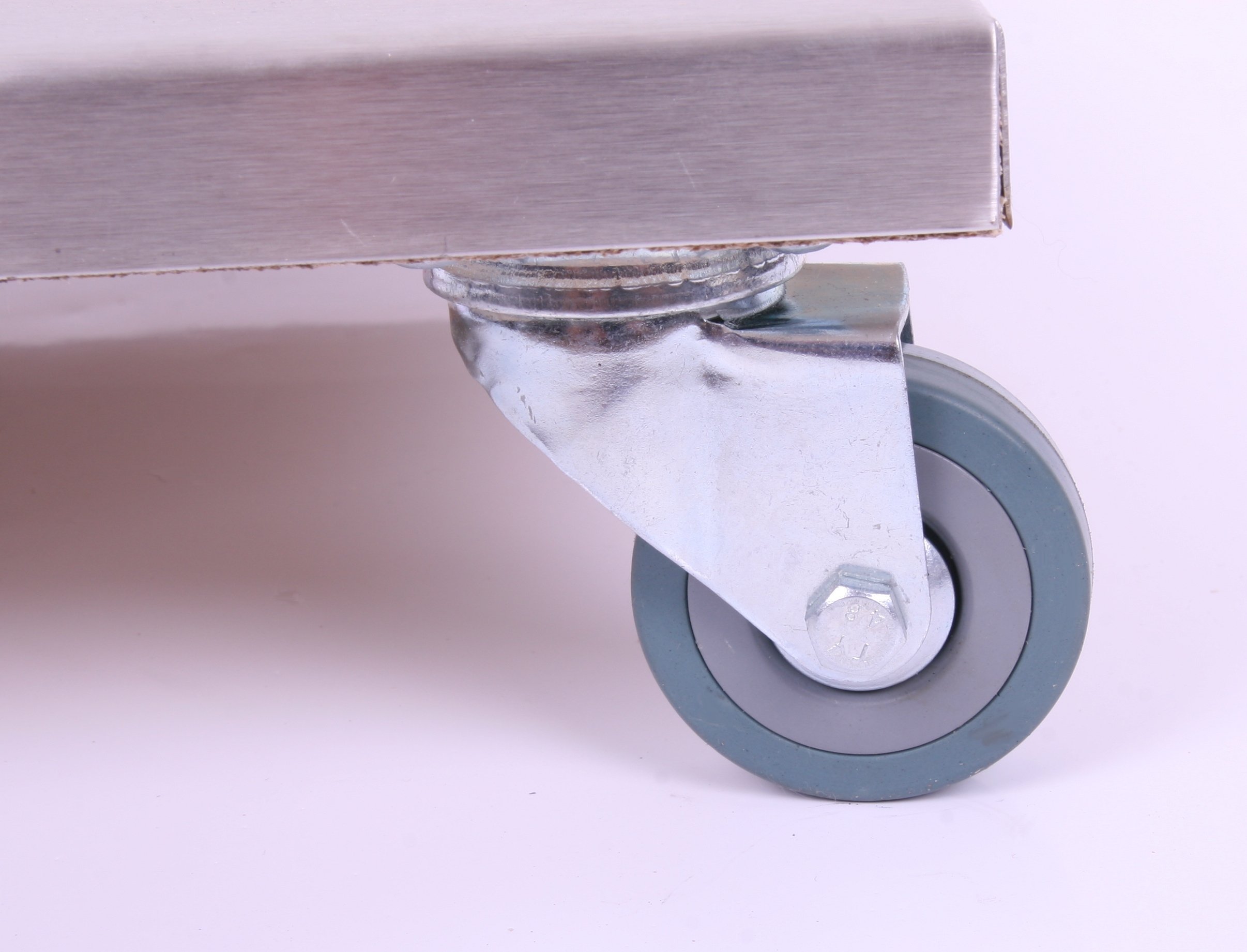 Möbelroller/Pflanzenroller (Profi) 50x50 cm, Edelstahl, 150 kg, PU-Rolle, Marke: Szagato, Made in Germany (Design-Pflanzenroller Transportroller Rollbrett)