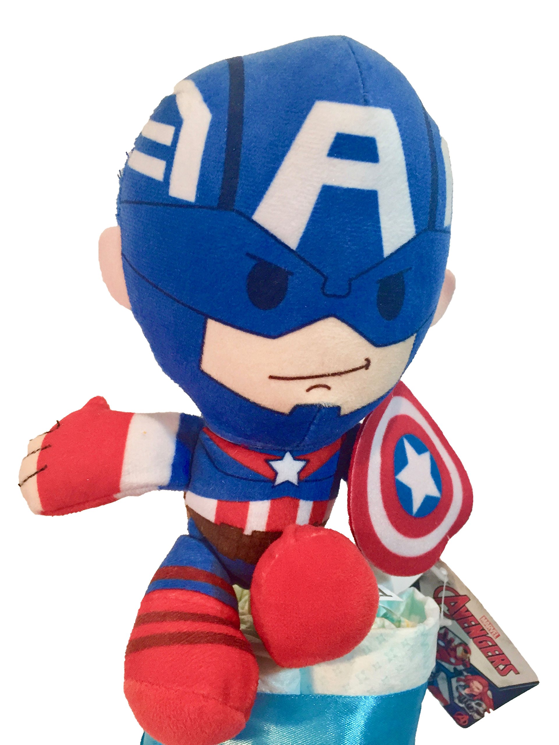 Tarta de pañales Capitan America (Talla 2 (3-6 kg)) by MomentosGourmet Añade tu dedicatoria personalizada. Regalo para bebé muy práctico. Cesta Canastilla recién nacido. Diaper Cake