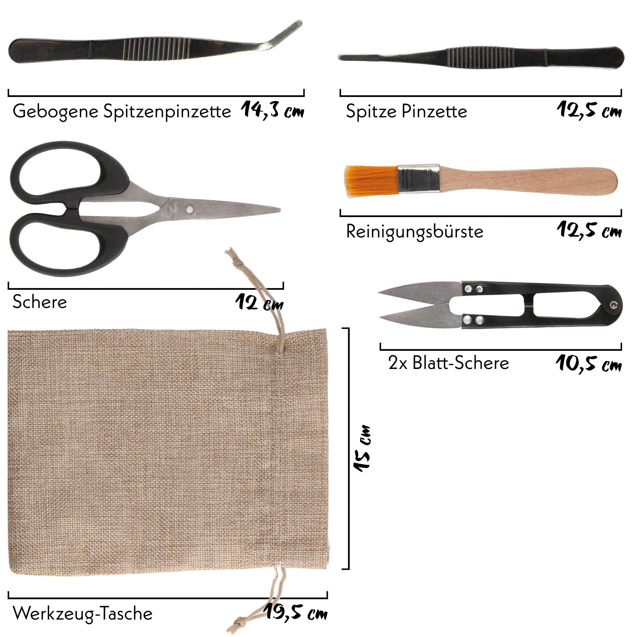 HAPPY SEED Kit Bonsai Attrezzi 13 Pezzi con Pratica Borsa - Mini Utensili da Giardinaggio per Piante da Interno e Una Coltivazione Professionale di Bonsai