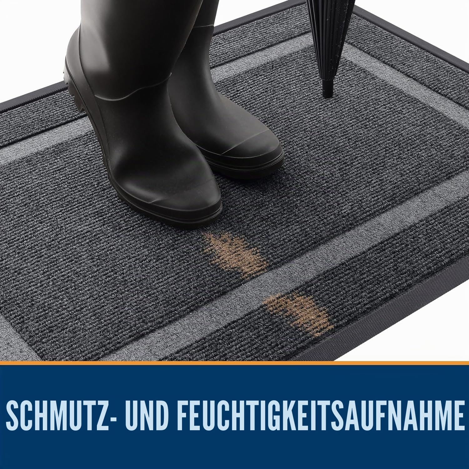 Homaxy Fußmatte außen und innen, rutschfest Schmutzfangmatte, Waschbar Fussmatte, pflegeleicht robust Fußabtreter für Haustür, Eingang, Balkon, Garten(80X120cm, Grau)