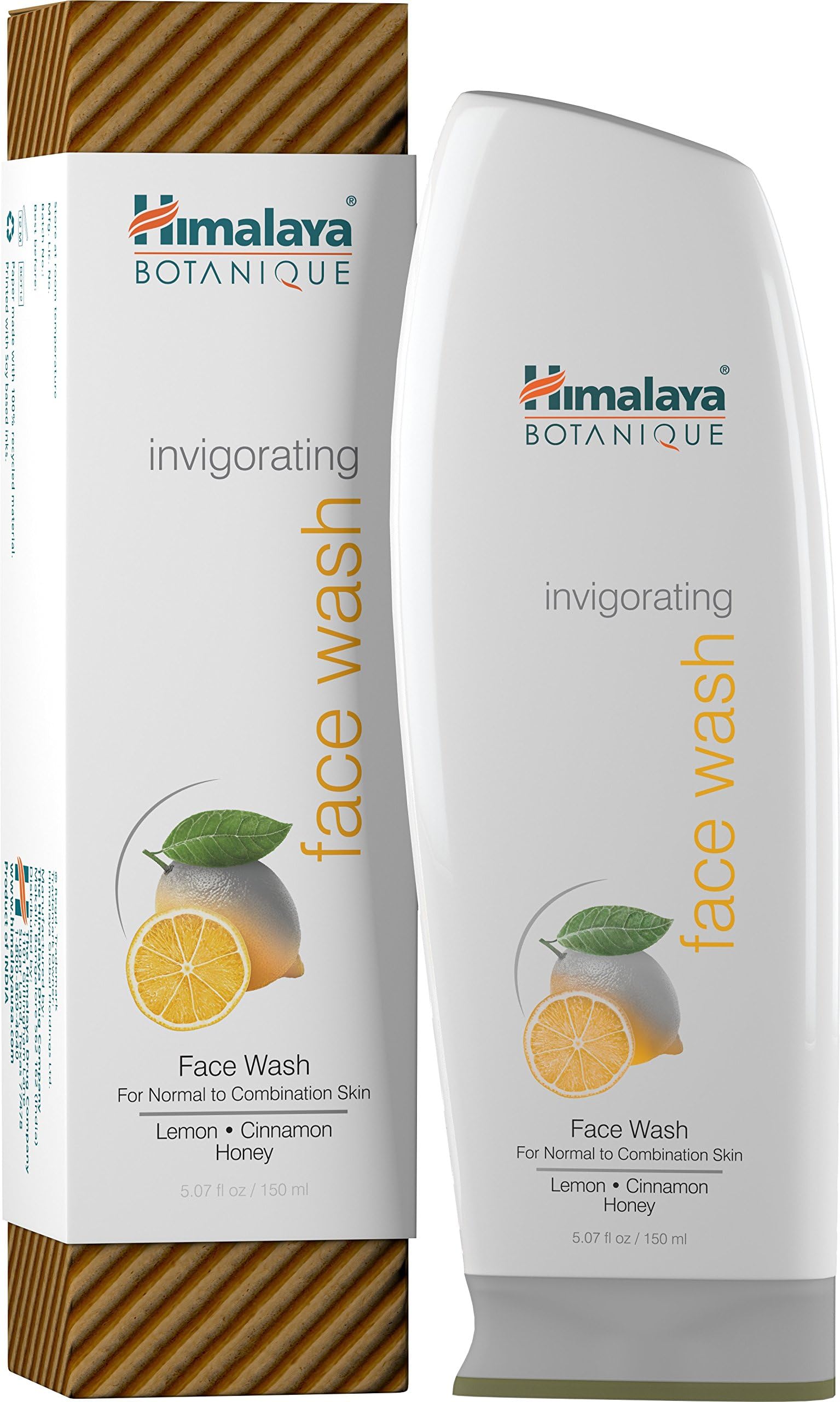 Botanique Invigorating Face Wash for Normal to Combination Skin, Free-from Parabens, SLS and Phthalates, Hydrating Facial Cleanser with Lemon, Cinnamon and Honey, 5.07 oz (150 ml)