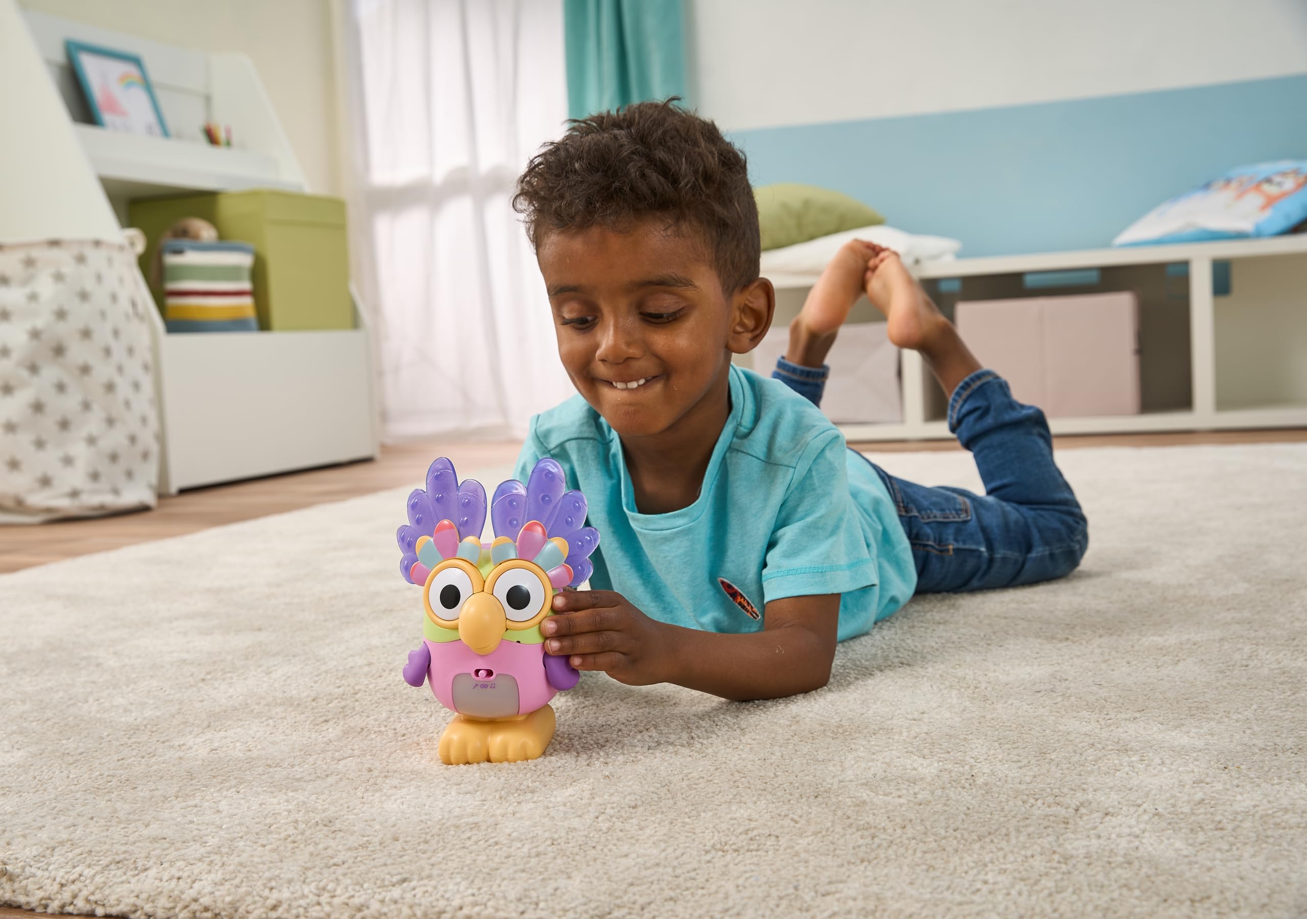VTech - ¡Baila con Charlatán! Mascota Electrónica de Bluey, Juguete Niños +3 Años, Loro Parlanchín Que Graba y Repite Tu Voz, Juego de Memoria con Luces, Música y Baile, Versión ESP