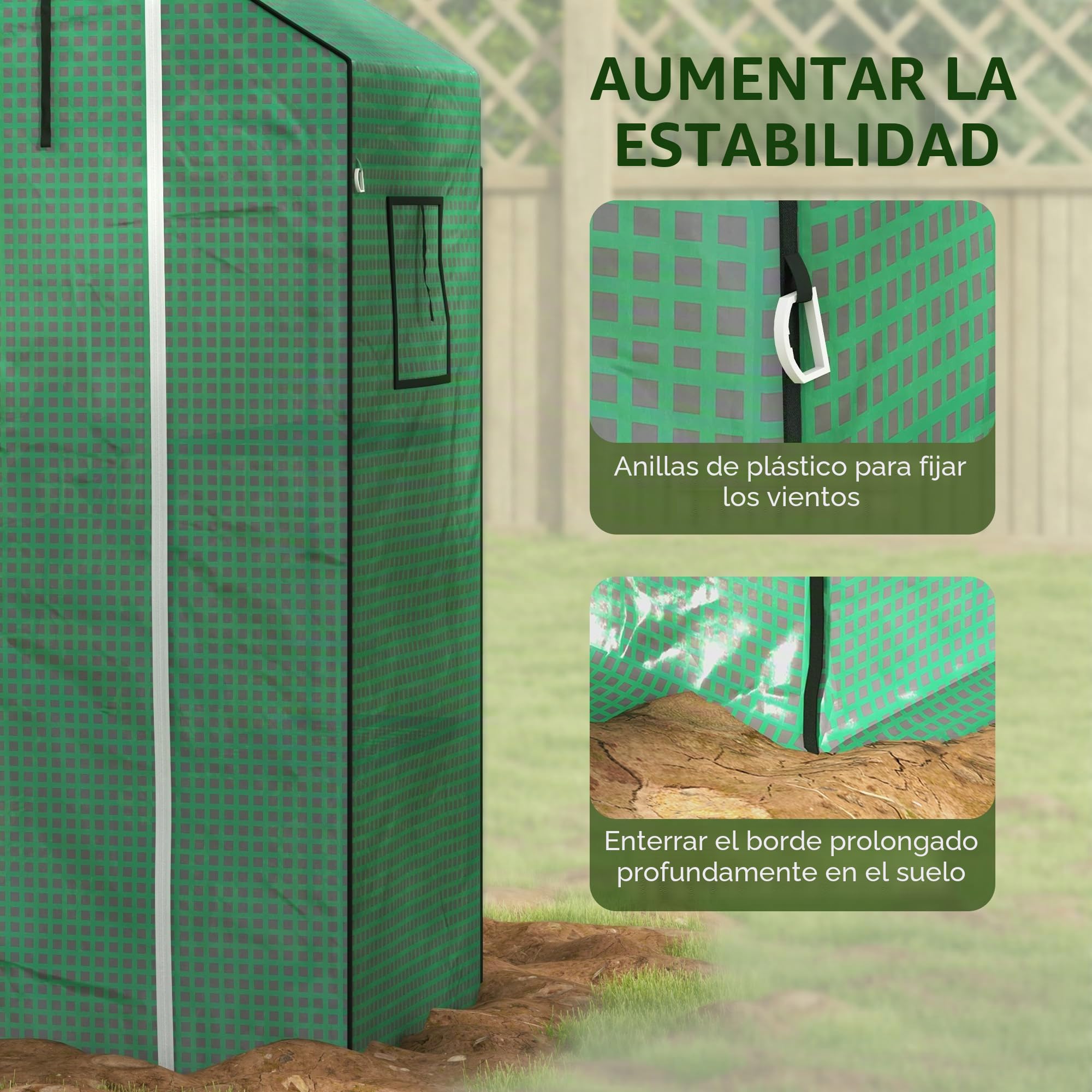 Outsunny Cubierta de Invernadero 140x73x190 cm Cubierta de Repuesto de Invernadero con Ventana Puerta con Cremallera Anti-UV Protección de Plantas para Jardín Verde