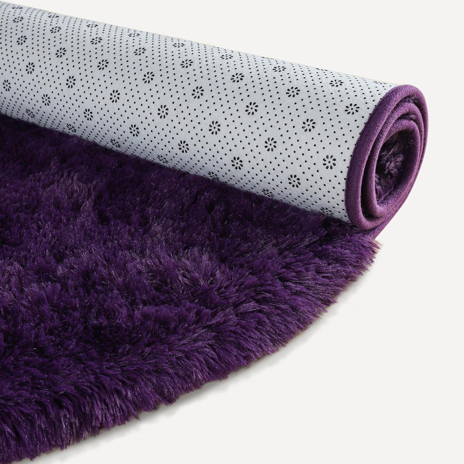 Softlife Oval Fluffy Rugs for Bedroom, 2.6 x 5.3 Feet Shag Cute Area Rug for Girls and Kids Baby Room Home Decor, Indoor Carpet for Nursery Dorm Living Room, Dark Purple