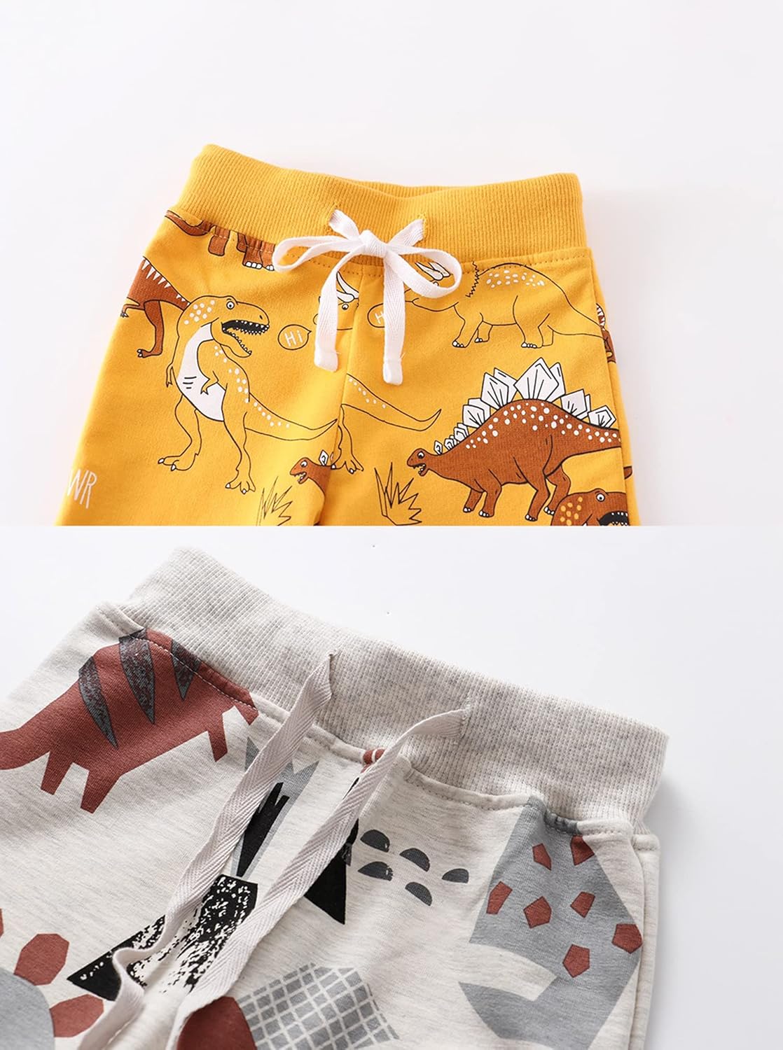 Toddler Baby Boy's Cartoon Print Dinosaur Car Animal Cotton Pants Drawstring Elastic Sweatpant(2-Pack 3-Pack) - Image 3