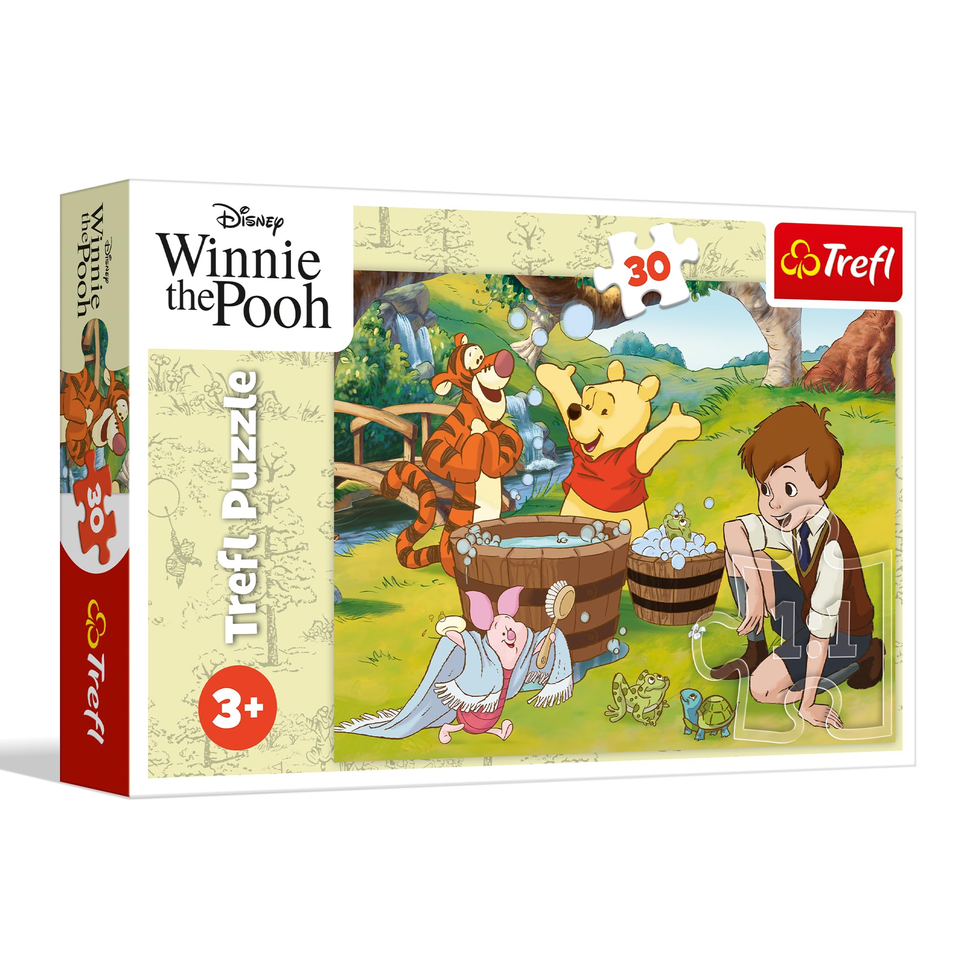 Trefl - Kubuś Puchatek, Dzień z Puchatkiem - Puzzle 30 Elementów - Kolorowe Puzzle z Bohaterami Bajki, Kreatywna Rozrywka, dla Dzieci od 3 lat