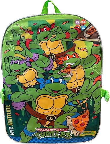 Miniatura 4 de Ruz Group - Mochila con licencia para niños de 16 pulgadas con lonchera extraíble, Verde, multi color, Tortugas Ninja